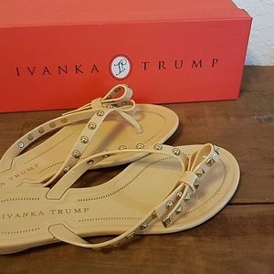 Ivanka Trump Nude + Gold Patent Leather Sandals